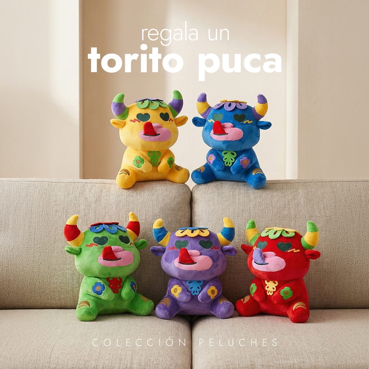 Peluche Torito Puca Florecimiento (Rosado)