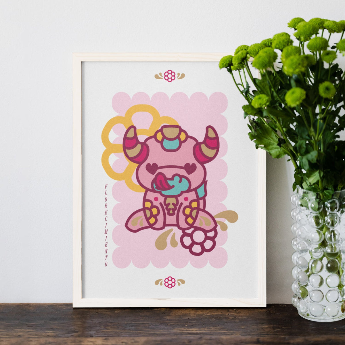 cuadro torito pucara rosado
