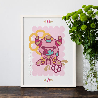 cuadro torito pucara rosado